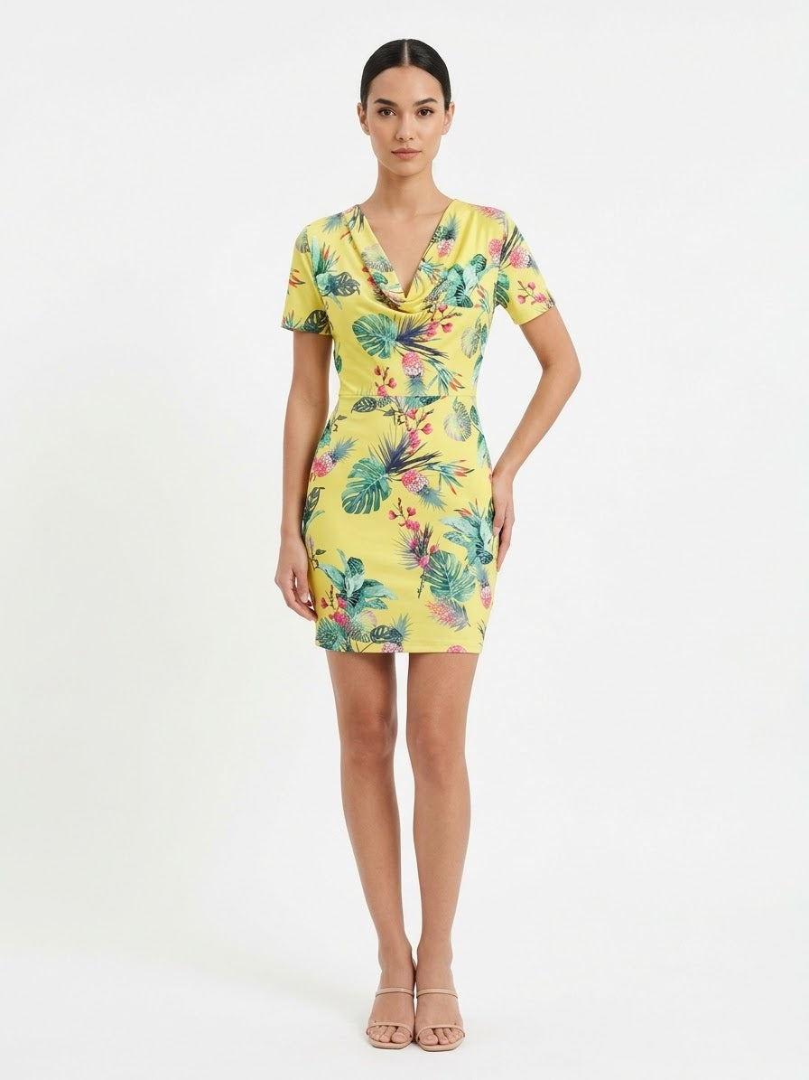 Large Dress Tropical  - Yellow