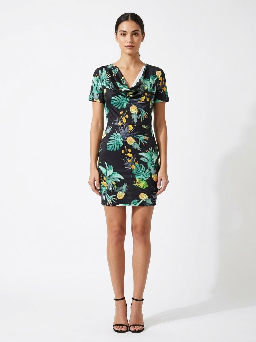 Large Dress Tropical  - Black